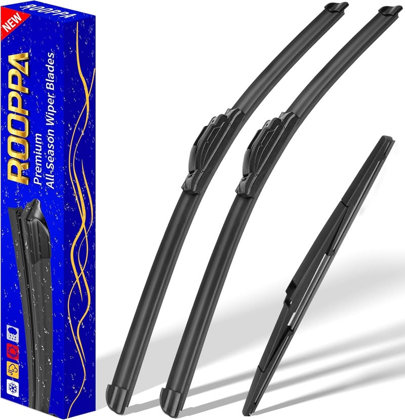 Rooppa 3 wipers Replacement for 2010-2015 Toyota prius/2012-2015 Toyota Prius Plug-In/2004-2005 Toyota sienna, Windshield Wiper Blades Original Equipment Replacement - 26"/19"/16" (Set of 3) U/J HOOK - Image 1